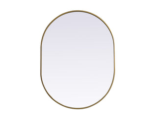 Metal Frame Oval Mirror 30x40 Inch in Brass