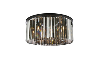 Sydney 8 light Matte Black Flush Mount Silver Shade (Grey) Royal Cut Crystal