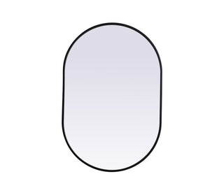 Metal Frame Oval Mirror 24x36 Inch in Black