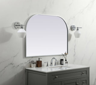 Metal Frame Arch Mirror 42x30 Inch in Silver