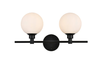 Cordelia 2 light Black and frosted white Bath Sconce