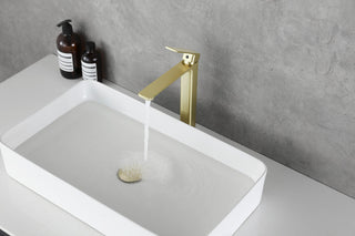 Lena Single Hole Single Handle Bathroom Faucet in Brushed Gold