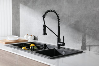 Yara Single Handle Pull Down Sprayer Kitchen Faucet in Matte Black