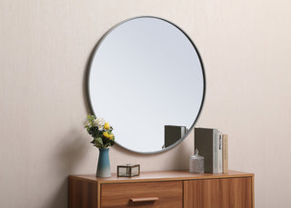 Metal frame round mirror 32 inch Grey