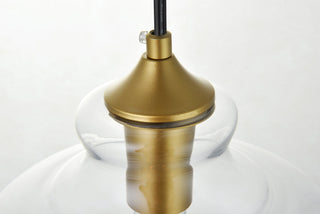 Destry 1 Light brass plug-in Pendant With Clear Glass