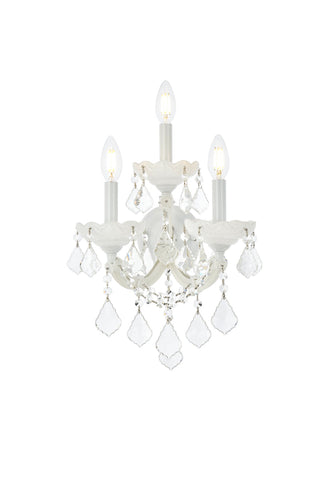 Maria Theresa 3 light white Wall Sconce Clear Royal Cut Crystal