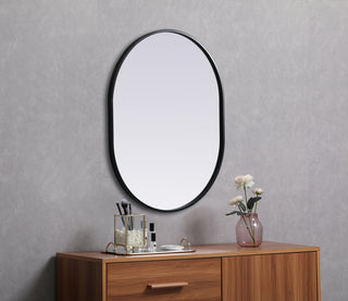 Metal Frame Oval Mirror 24x30 Inch in Black