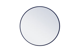 Metal frame round mirror 28 inch Blue