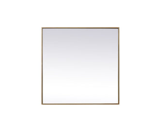 Metal Frame Square Mirror 30 inch in Brass