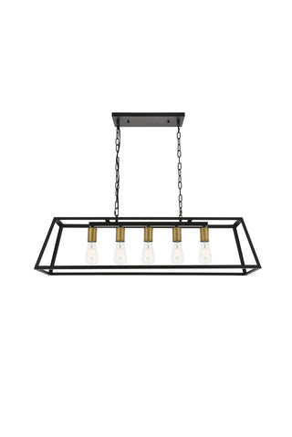 Resolute 5 light brass and black Pendant