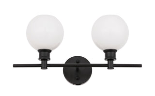 Collier 2 light Black and Frosted white glass Wall sconce