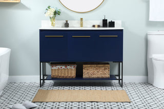 48 inch Single bathroom vanity in blue with backsplash