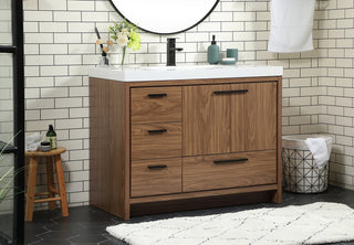 42 inch Single bathroom vanity in walnut brown