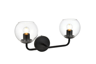 Genesis 2 light Black and Clear Bath Sconce