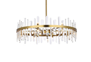 Serena 36 inch crystal round chandelier in satin gold