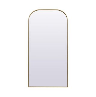 Metal Frame Arch Full Length Mirror 35x72 Inch in Brass