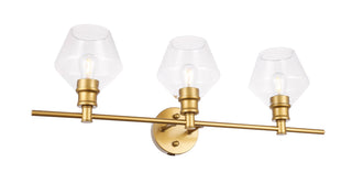 Gene 3 light Brass and Clear glass Wall sconce