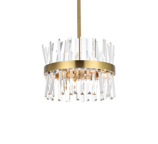 Serephina 16 inch crystal round pendant light in satin gold