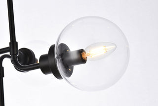 Hanson 8 lights pendant in black with clear shade