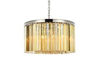 Sydney 8 light polished nickel Chandelier Golden Teak (Smoky) Royal Cut Crystal