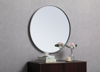 Metal frame round mirror 28 inch Grey