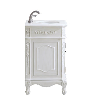 24 inch Single Bathroom vanity in Antique White with ivory white engineered marble