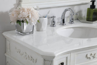 42 inch Single Bathroom vanity in Antique White with ivory white engineered marble