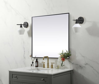 Metal Frame Square Mirror 42 inch in Black