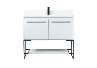 40 inch Single bathroom vanity in white with backsplash