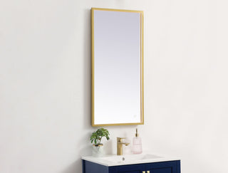 Pier 18x36 inch LED mirror with adjustable color temperature 3000K/4200K/6400K in brass