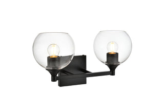 Foster 2 light Black and Clear Bath Sconce