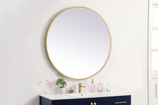 Pier 42 inch LED mirror with adjustable color temperature 3000K/4200K/6400K in brass