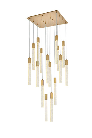 Weston 16 lights pendant in satin gold