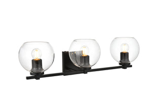 Juelz 3 light Black and Clear Bath Sconce