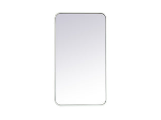 Soft corner metal rectangular mirror 20x36 inch in White