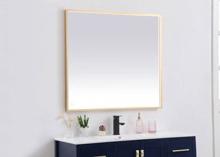 Pier 36x40 inch LED mirror with adjustable color temperature 3000K/4200K/6400K in brass