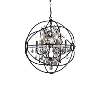 Geneva 6 light Dark Bronze Chandelier Silver Shade (Grey) Royal Cut crystal