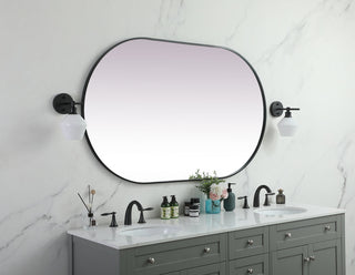 Metal Frame Oval Mirror 36x60 Inch in Black