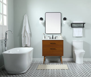 30 inch Single bathroom vanity in teak with backsplash