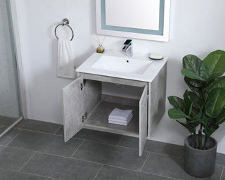 24 inch  Single Bathroom Floating Vanity in Concrete Grey