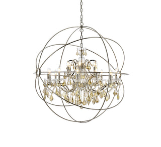 Geneva 18 light polished nickel Chandelier Golden Teak (Smoky) Royal Cut crystal