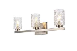 Cassie 3 lights bath sconce in satin nickel with clear shade