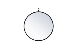 Metal frame round mirror with decorative hook 18 inch in Black