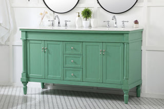 60 inch double bathroom vanity in vintage mint