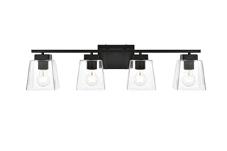 Merrick 4 light Black and Clear Bath Sconce