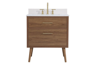 30 inch bathroom Vanity in Walnut Brown with Backsplash