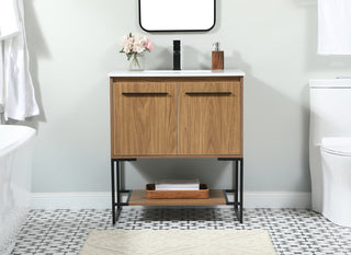 30 inch Single bathroom vanity in walnut brown