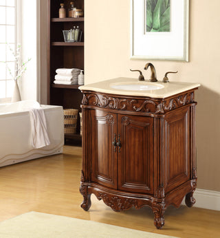 27 In. Single Bathroom Vanity Set In Brown