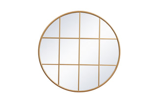 Metal windowpane mirror 42 inch x 42 inch in Brass