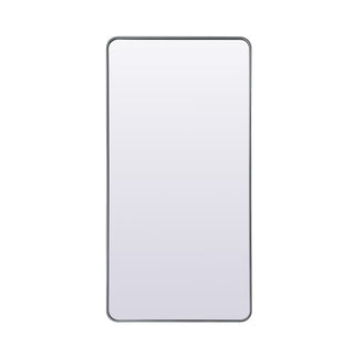 Soft Corner Metal Rectangle Full Length Mirror 30x60 Inch in Silver